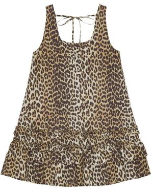 Ganni Kleedjes ,Bruin ,Nylon Jurken
