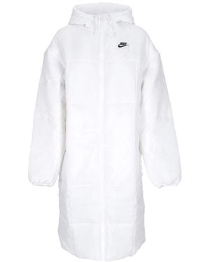 Nike Lange daunenjacke klassische parka weiß/schwarz