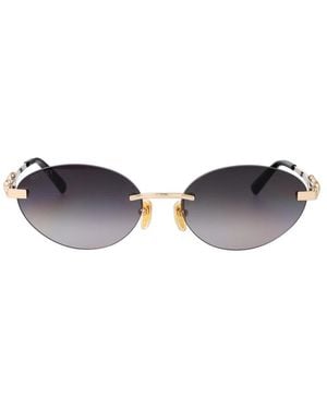 Gucci Ovale Sonnenbrille - Schwarz