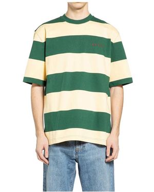 Marni Tops ,Veelkleurig ,Katoen Maxi-Stripe Katoenen T-Shirt - Groen