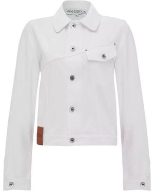 JW Anderson Jassen ,Wit ,Denim Witte Denim Jack Met Klassieke Details