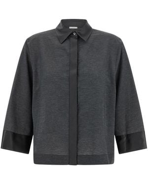 Peserico Boxy Organza Shirt - Schwarz