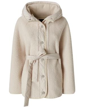 Pinko Teddy Effect Caban Jas Met Capuchon - Naturel