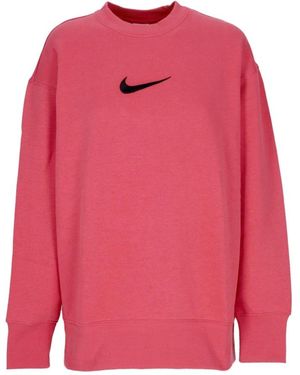 Nike Sudadera De Cuello Redondo Para Mujer Ropa Deportiva Polar Extragrande Cuello Redondo Adobe/Negro - Rosa