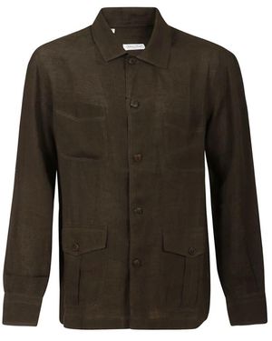 Salvatore Piccolo Braune leinenfeldjacke mit taschen - Grün