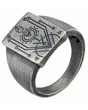 Caï Moderne 925 Zilveren Signet Ring Tattoo - Metallic