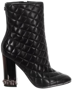Guess Round Toe Padded Finish Flat Ankle Boots Fllde3Lea10 - Black