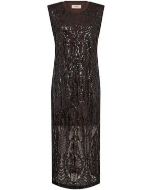 Mos Mosh Kleedjes ,Bruin ,Polyester Aran Harli Sequins Jurk - Zwart