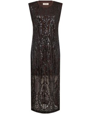 Mos Mosh Kleedjes ,Bruin ,Polyester Aran Harli Sequins Jurk - Zwart