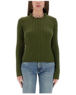 Rabanne Round-Neck Knitwear - Verde