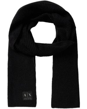 ARMANI EXCHANGE Geribbelde Gebreide Sjaal Met Lurexgaren - Zwart