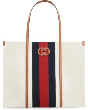Gucci Canvas Web Interlocking G Tote Bag - Rot