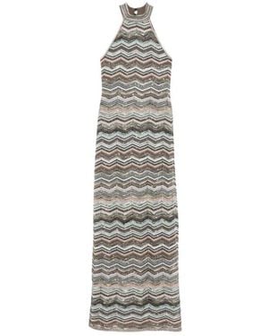 Missoni Kleedjes ,Veelkleurig ,Polyester Lange Jurk Met Zigzagmotief - Grijs