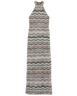 Missoni Kleedjes ,Veelkleurig ,Polyester Lange Jurk Met Zigzagmotief - Grijs