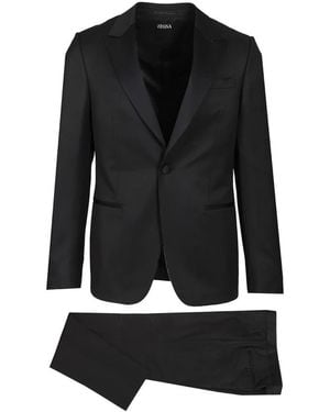 ZEGNA Single Breasted Suits - Black