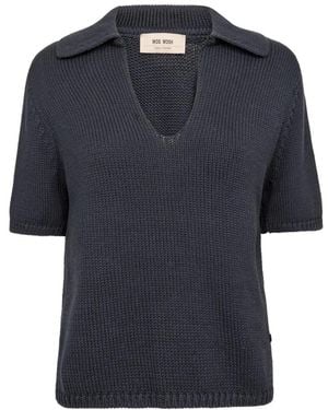 Mos Mosh Truien & Vesten ,Zwart ,V-Hals Gebreid - Blauw