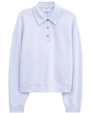 Filippa K Blaues Polo Sweatshirt Mit Polokragen
