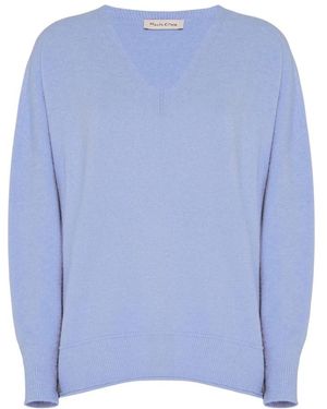 Manila Grace Truien & Vesten ,Paars ,V-Hals Trui - Blauw
