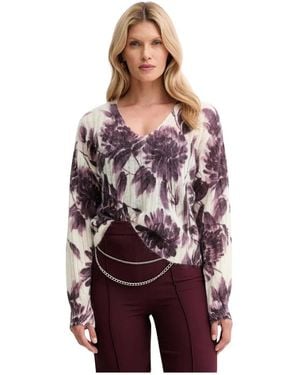 Twinset Mohair Blend Jumper Met Bloemendruk - Paars
