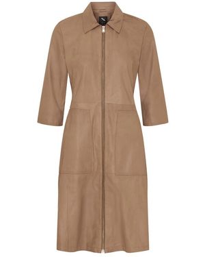 Btfcph Taupe Kleid Mit Reißverschluss Und Goldakzenten - Braun