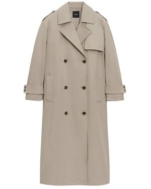 Theory Jassen ,Grijs ,Katoen Oversized Double-Breasted Trenchcoat - Naturel