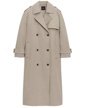 Theory Jassen ,Grijs ,Katoen Oversized Double-Breasted Trenchcoat - Naturel