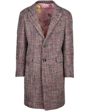 Etro Single-Breasted Coats - Marrone