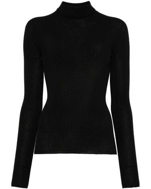Sportmax Schwarzer rippstrickpullover flavia langarm