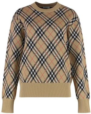 Burberry Gerippter Strickwollpullover - Grau