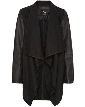 Btfcph Offener cardigan mit ledermanschetten - Schwarz
