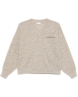 Brunello Cucinelli V-Neck Knitwear - Neutro