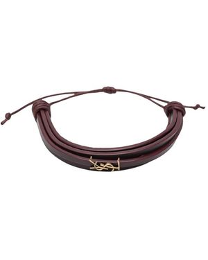 Saint Laurent Accessoires ,Bruin ,Leer Cassandre Multi-Strand Armband