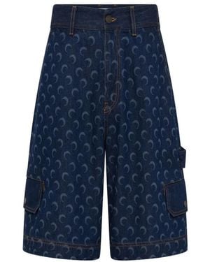 Marine Serre Denim Shorts - Blue