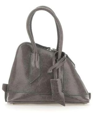 The Attico Leren Tote Met Lakafwerking - Grijs