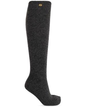 Ganni Ondergoed ,Grijs ,Wol Wool Mix Socks - Zwart