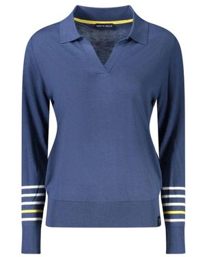 North Sails Blauer V-Ausschnitt Pullover Mit Kontrastdetails