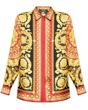 Versace Seidenshirt Mit Barocco-Print - Orange