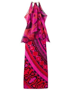 PUCCI Occhi Print Zijden Maxjurk - Roze