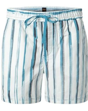 BOSS Gestreifte Shorts - Blau