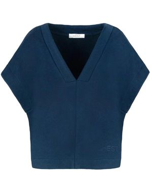 Hèst Tops ,Blauw ,Katoen Logo T-Shirt