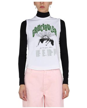Raf Simons Tops ,Wit ,Katoen Printed Tank Top - Roze