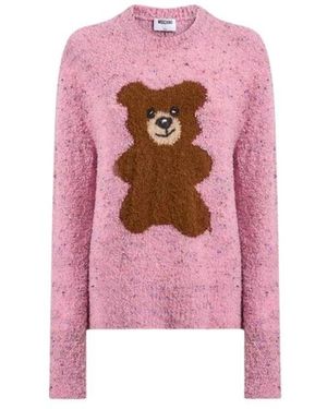 Moschino Teddybeer Bouclé Wolmix Trui - Roze