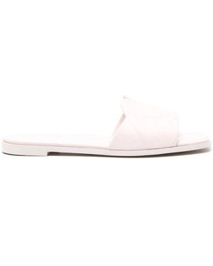 McQueen Seal Leather Slides - Wit