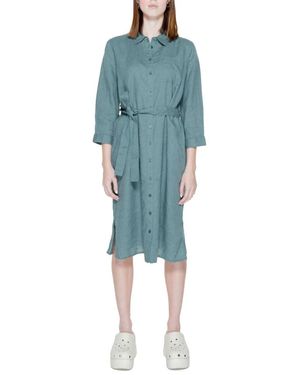 Street One Groene Linnen Overhemdjurk Casual Midi - Blauw