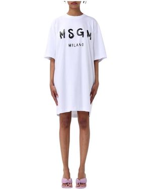 MSGM Logo T-Shirt Kleid - Weiß