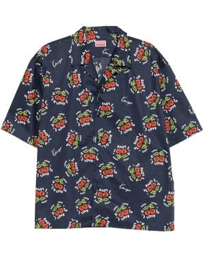 KENZO Overhemden ,Blauw ,Katoen Love Blouse Met Knopenkraag