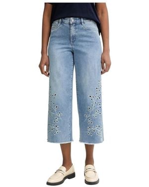 Joseph Ribkoff Jeans ,Blauw ,Katoen Wide Leg Crop Jeans