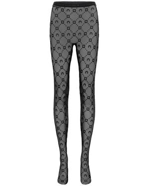 Marine Serre Schwarze Mesh Moonogram Glitter Leggings - Grau