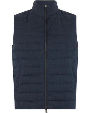 Herno Jassen ,Blauw ,Linnen Gewatteerd Gilet Met Rits