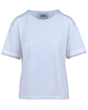 Alpha Studio Tops ,Wit ,T-Shirts - Blauw